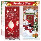 Christmas Door Decorations Santa Snowman Banner, 35.4x78 Inch