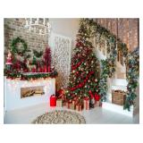 7X5FT Xmas Decoration Backdrop Merry Fireplace Tree DH-131