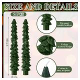 MTLEE 2 Pcs Green Christmas Tree Taper Candles 10 Inch
