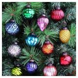12 Vintage Christmas Ornaments Multi Glass Balls, 2 Inch