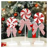 3 Pcs Christmas Table Decorations Candy Wood Sign Centerpiece