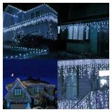 Dazzle Bright 360 LED Icicle Lights, 29.5 FT 8 Modes, White