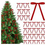30 Pcs Velvet Christmas Bows, 5x7 Vintage Ribbon, Red Decor