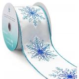 CT CRAFT LLC Satin Snowflakes Ribbon 2.5 x 10 Yards White