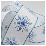 CT CRAFT LLC Satin Snowflakes Ribbon 2.5 x 10 Yards White