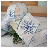 CT CRAFT LLC Satin Snowflakes Ribbon 2.5 x 10 Yards White