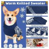 AURUZA Christmas Dog Sweater, Warm Turtleneck (Blue, Small).