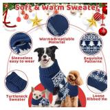 AURUZA Christmas Dog Sweater, Warm Turtleneck (Blue, Small).