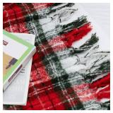 LALIFIT Plaid Throw Blanket with Fringes Green Red 50" x 60"