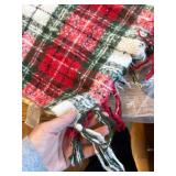 LALIFIT Plaid Throw Blanket with Fringes Green Red 50" x 60"
