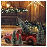 Mini Christmas Trees with Wooden Bases (Green, 4pcs)