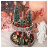 Mini Christmas Trees with Wooden Bases (Green, 4pcs)