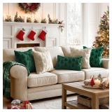 MIULEE Christmas Dark Green Tree Pillow Covers 18x18 Set of 2.
