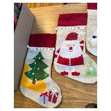 18" Set of 4 Christmas Stockings, Santa Snowman Gnome Pattern.
