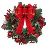 3pcs Large Red Velvet Bows for Holiday Decor (