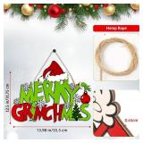 Merry Christmas Hanging Sign, Wooden Door Decorations, Xmas Decor
