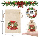24 Small Burlap Gift Bags, 4x6 inches, 8 Designs