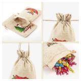 24 Small Burlap Gift Bags, 4x6 inches, 8 Designs