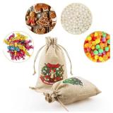 24 Small Burlap Gift Bags, 4x6 inches, 8 Designs