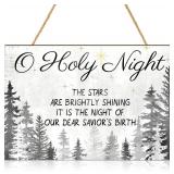 Wesiti Christmas Nativity Scene Wood Door Hanger Sign (White)