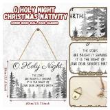 Wesiti Christmas Nativity Scene Wood Door Hanger Sign (White)