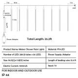 Twinkle Star Meteor Shower Lights, 288 LED 8 Tubes Icicle Lights