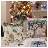 DFXSZ Christmas Pillow Covers 18x18 Set of 4 Winter Farmhouse