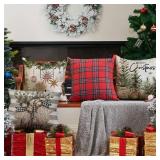 DFXSZ Christmas Pillow Covers 18x18 Set of 4 Winter Farmhouse