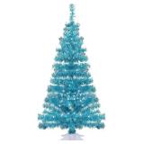 Juegoal 4 FT Pre-lit Xmas Tree, Green Tinsel, 70 LED Lights
