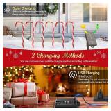 10 Pack Solar Christmas Pathway Candy Cane Lights, 72 LEDs