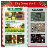 10 Pack Solar Christmas Pathway Candy Cane Lights, 72 LEDs