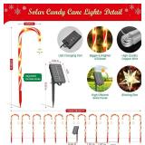 10 Pack Solar Christmas Pathway Candy Cane Lights, 72 LEDs