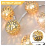 Betus 10Ft 20 LED Moroccan Globe Fairy String Lights