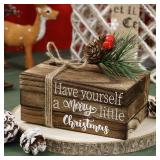 Whaline Christmas Tiered Tray Decor Books with Berries Sign.
