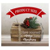 Whaline Christmas Tiered Tray Decor Books with Berries Sign.