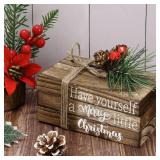 Whaline Christmas Tiered Tray Decor Books with Berries Sign.