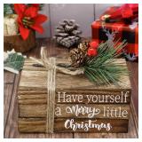 Whaline Christmas Tiered Tray Decor Books with Berries Sign.