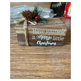 Whaline Christmas Tiered Tray Decor Books with Berries Sign.