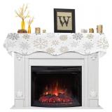 Christmas Mantle Scarf 70x17 Inch, Snowflake Fireplace Cover
