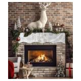 Christmas Mantle Scarf 70x17 Inch, Snowflake Fireplace Cover