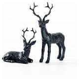 DN DECONATION Black Reindeer Figurine Set, Resin Home Decor