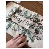 Merry & Bright Xmas Pillow Cover 12x20 inch - Mistletoe Pine Berry
