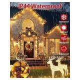 2-Pack 66FT 200 LED Christmas Lights, 13 Modes, Extendable