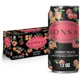 Bonsai Cherry Peach Sweetened Sparkling Water, 12 fl oz cans, 8 pack