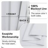50"W x 92"L (Pack of 2) Simplebrand 100% Blackout Greyish White Curtain Liners 2 Panles Set, 100% Darkening Blackout Thermal Insulated Curtain Liner for 95 96 Inch Living Room Curtain with 18 Pieces R