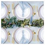 13 13 Rose Gold Bead Acrylic Charger Plates 13", Set 10PCS Acrylic Round Table Charger Plates Decoration Dinner,Wedding,Party,Event(Acrylic Round Rose Gold10)