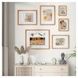 18x24, 1P 18 x 24 Poster Frame, USA-Sourced Natural Cherry Wood Picture Frame with Tempered Glass, Handcrafted Rounded Corner 18x24 Wooden Frame Matted to 16x20 Photos, Horizontal or Vertical Wall Mou