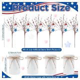 4 Sets Labor Day Centerpieces for Tables Red White and Blue American Patriotic Flowers Decorations Include 11.81 Inch Artificial Berry Stem Stars Picks and Vase for Home Office