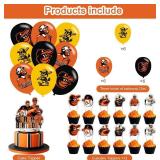 Oriles Baseball Birthday Party Decorations with Happy Birthday Banner, Cake Topper, Balloons in Red, White, Blue for Fans