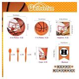 Gatherfun Basketball Party Supplies Paper Plates Napkins Cups Knives Forks Spoons with Balloons and Banner for Kids and Adult Birthday Party March Madness Party Decorations, Serve 25